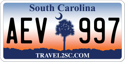 SC license plate AEV997