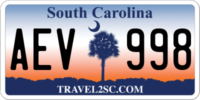 SC license plate AEV998
