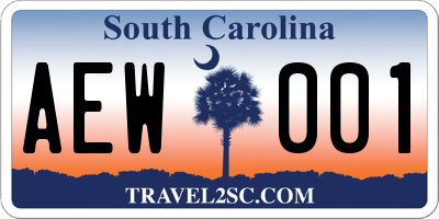 SC license plate AEW001