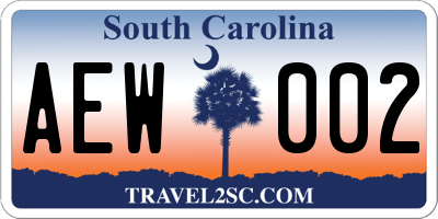 SC license plate AEW002