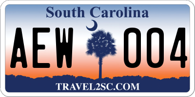 SC license plate AEW004