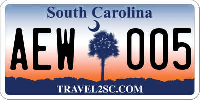 SC license plate AEW005