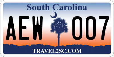 SC license plate AEW007