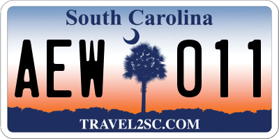 SC license plate AEW011