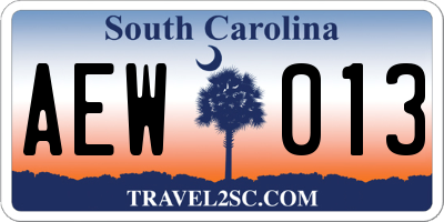 SC license plate AEW013