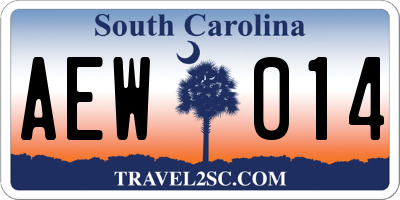 SC license plate AEW014
