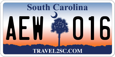 SC license plate AEW016