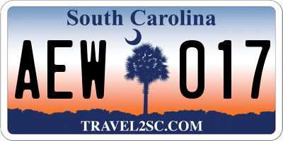 SC license plate AEW017