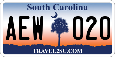 SC license plate AEW020
