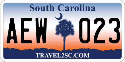 SC license plate AEW023