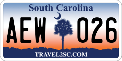 SC license plate AEW026
