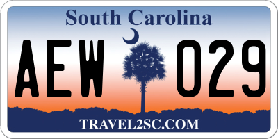 SC license plate AEW029