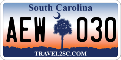 SC license plate AEW030
