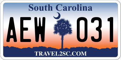 SC license plate AEW031