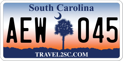 SC license plate AEW045