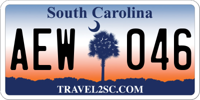 SC license plate AEW046