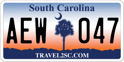 SC license plate AEW047