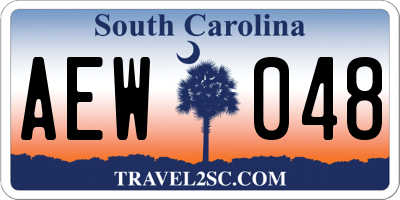 SC license plate AEW048