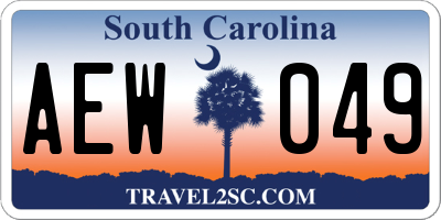 SC license plate AEW049
