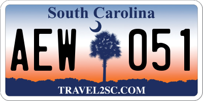 SC license plate AEW051