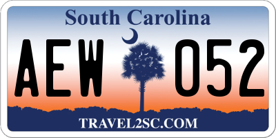 SC license plate AEW052