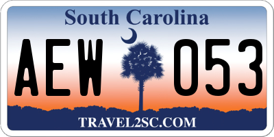 SC license plate AEW053