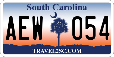 SC license plate AEW054