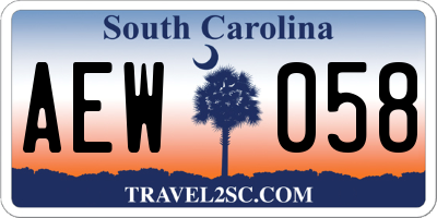 SC license plate AEW058