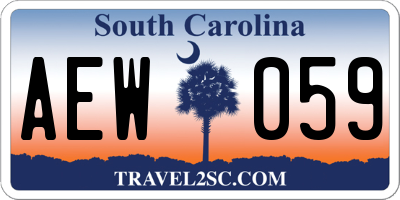 SC license plate AEW059