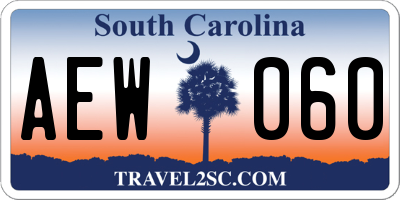 SC license plate AEW060