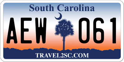 SC license plate AEW061