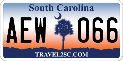 SC license plate AEW066