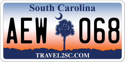 SC license plate AEW068