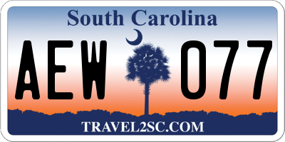 SC license plate AEW077