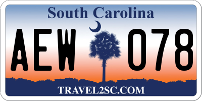 SC license plate AEW078