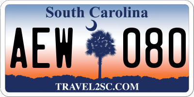 SC license plate AEW080