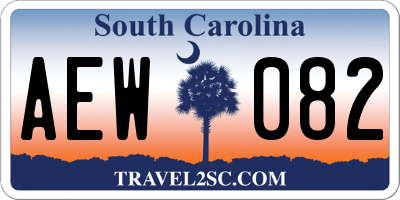 SC license plate AEW082