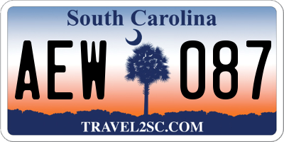 SC license plate AEW087