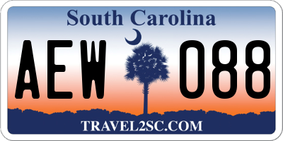 SC license plate AEW088