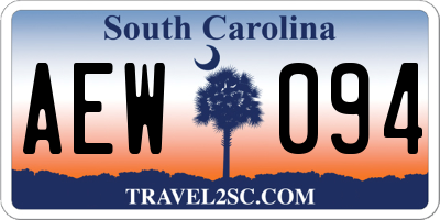 SC license plate AEW094