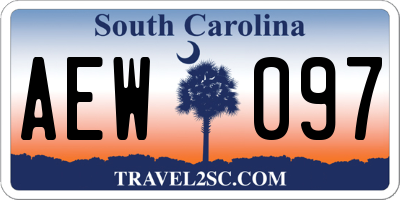 SC license plate AEW097