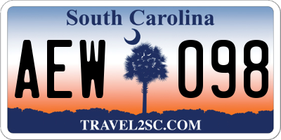 SC license plate AEW098