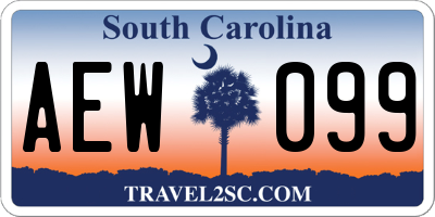 SC license plate AEW099