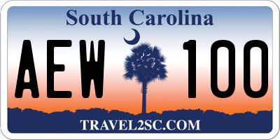 SC license plate AEW100