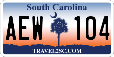 SC license plate AEW104