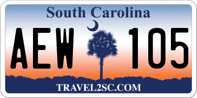 SC license plate AEW105