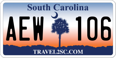 SC license plate AEW106