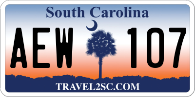 SC license plate AEW107