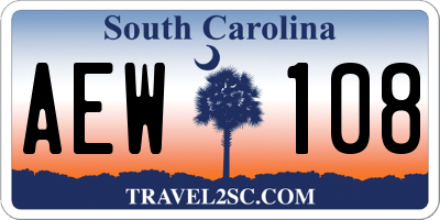 SC license plate AEW108
