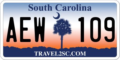SC license plate AEW109